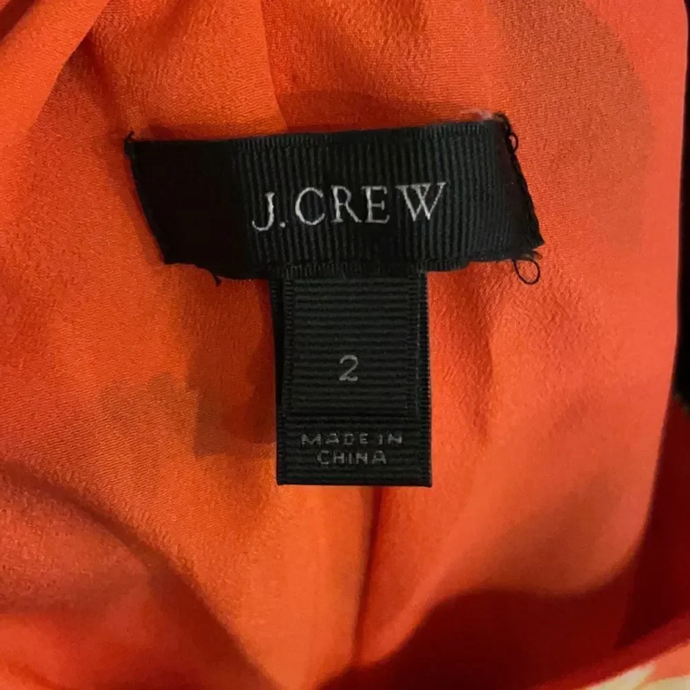 J Crew Tropical Silk Hibiscus Coral Twist Back Sundress